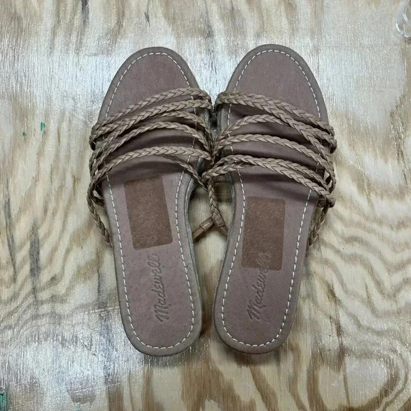 Madewell Size 7.5 Women's Tan Espadrille strappy Slip On Comfort Sandal Beachy - Picture 6 of 9